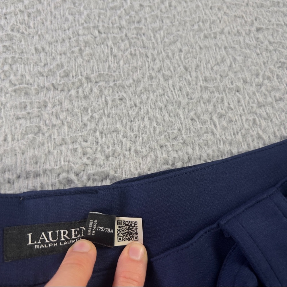 Lauren Ralph Lauren Pants Womens XL Blue Belted Pleated Ponte Cropped Wide Leg - Picture 10 of 12